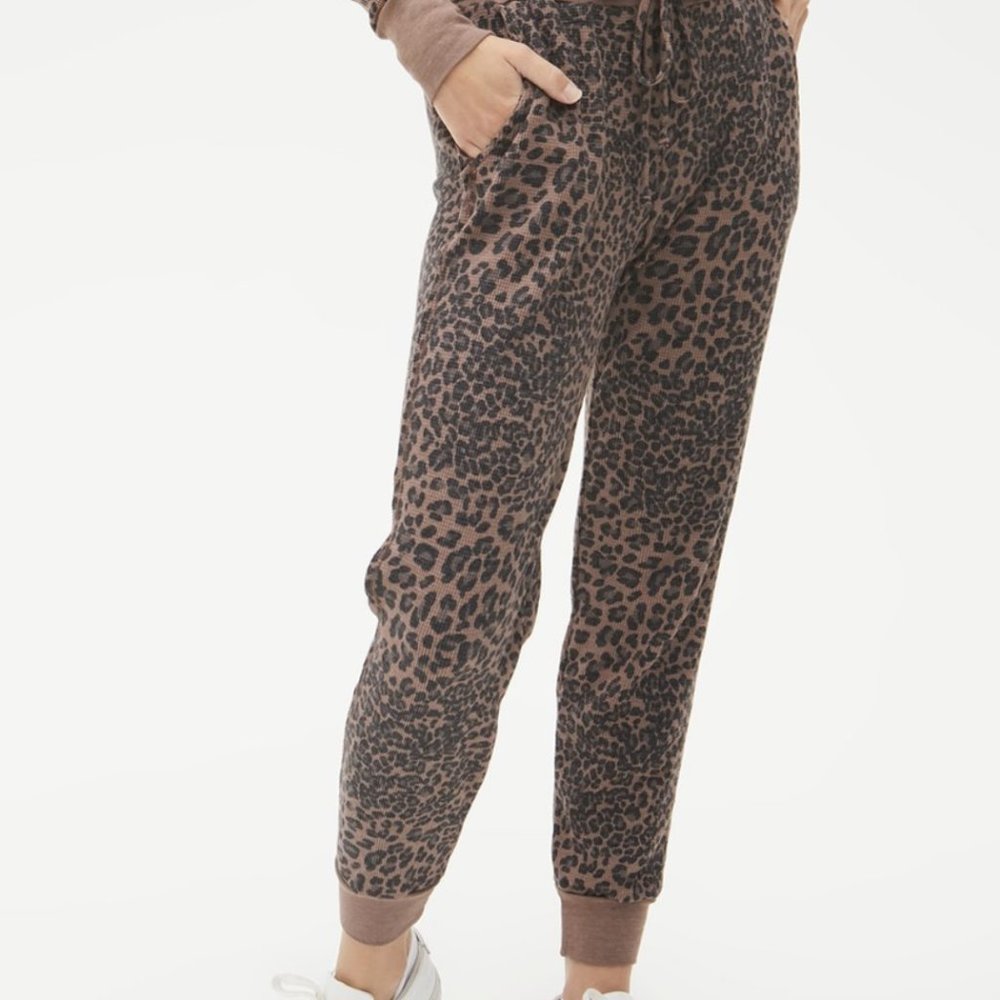 Michael Stars NEW Woodchip Leopard Berkley Drawstring Pocket Joggers Women $128 - Picture 1 of 8